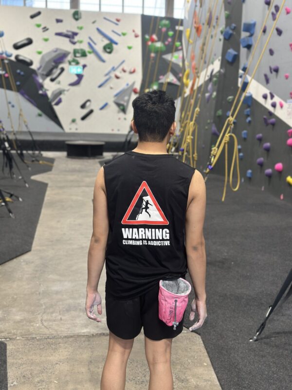warning climbing is addictive tank
