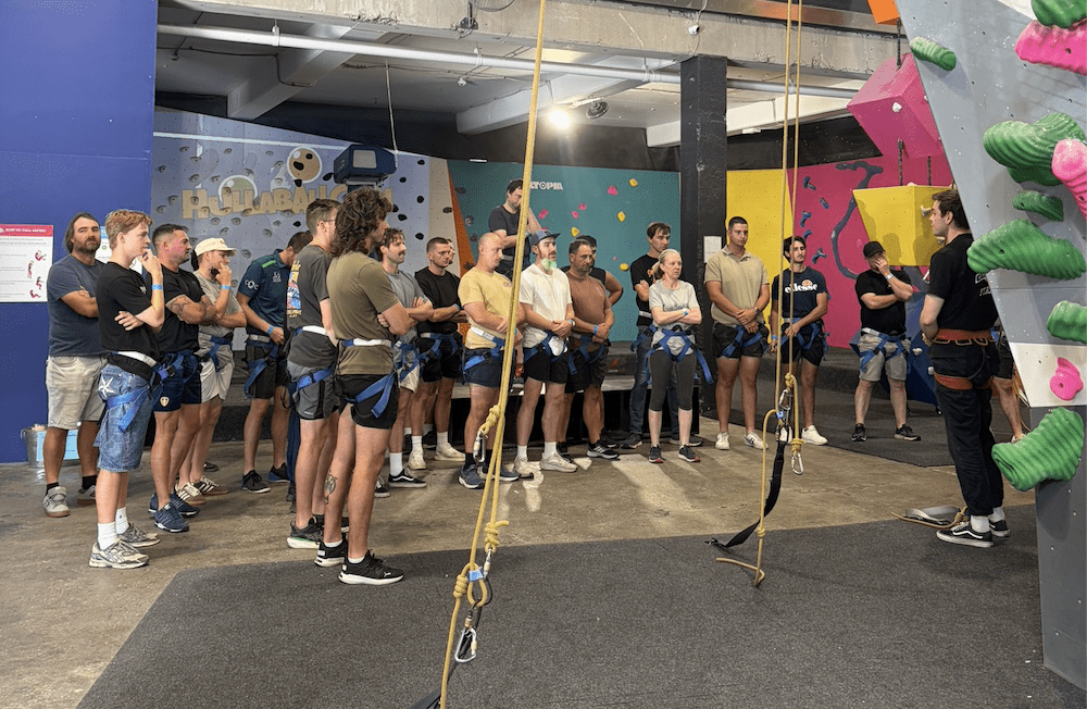 corporate team building climb fit macquarie safety briefing
