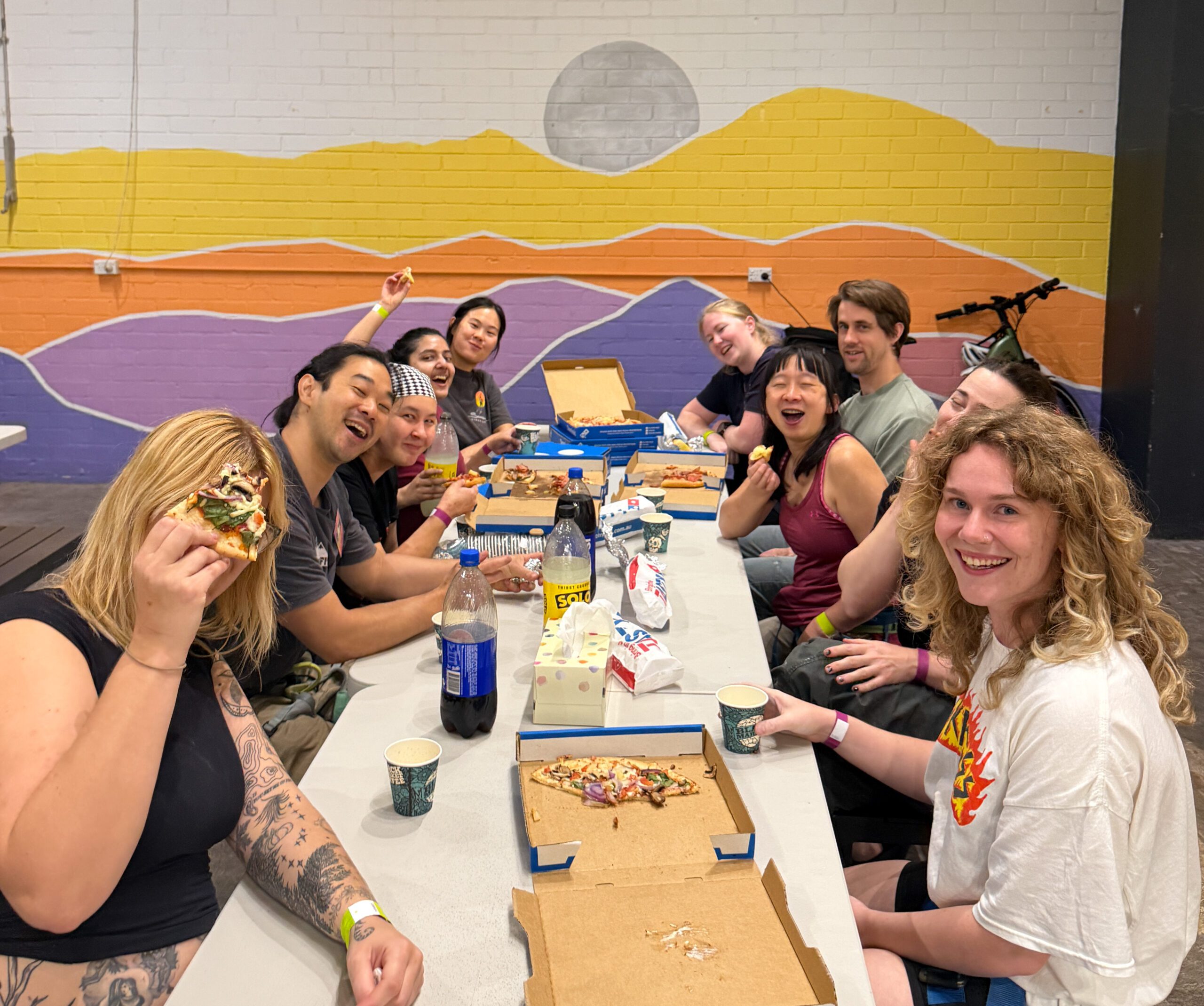 social night climb fit pizza