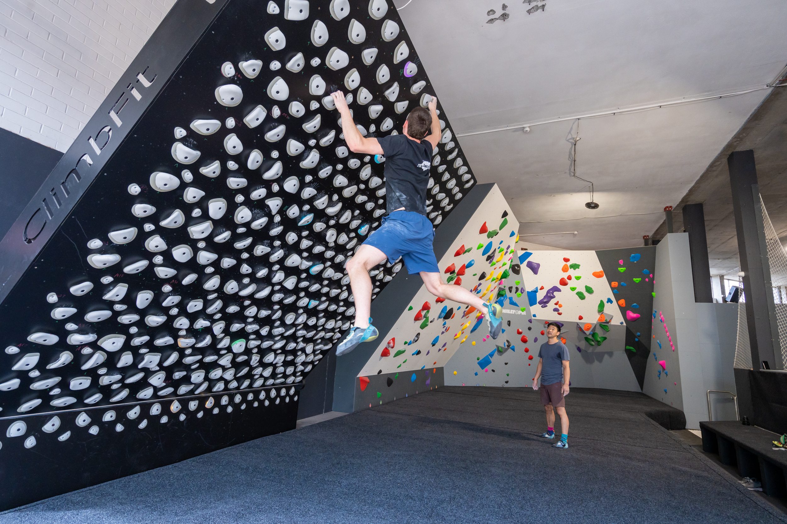 Upstairs kilterboard and steep bouldering area at Climb fit macquarie