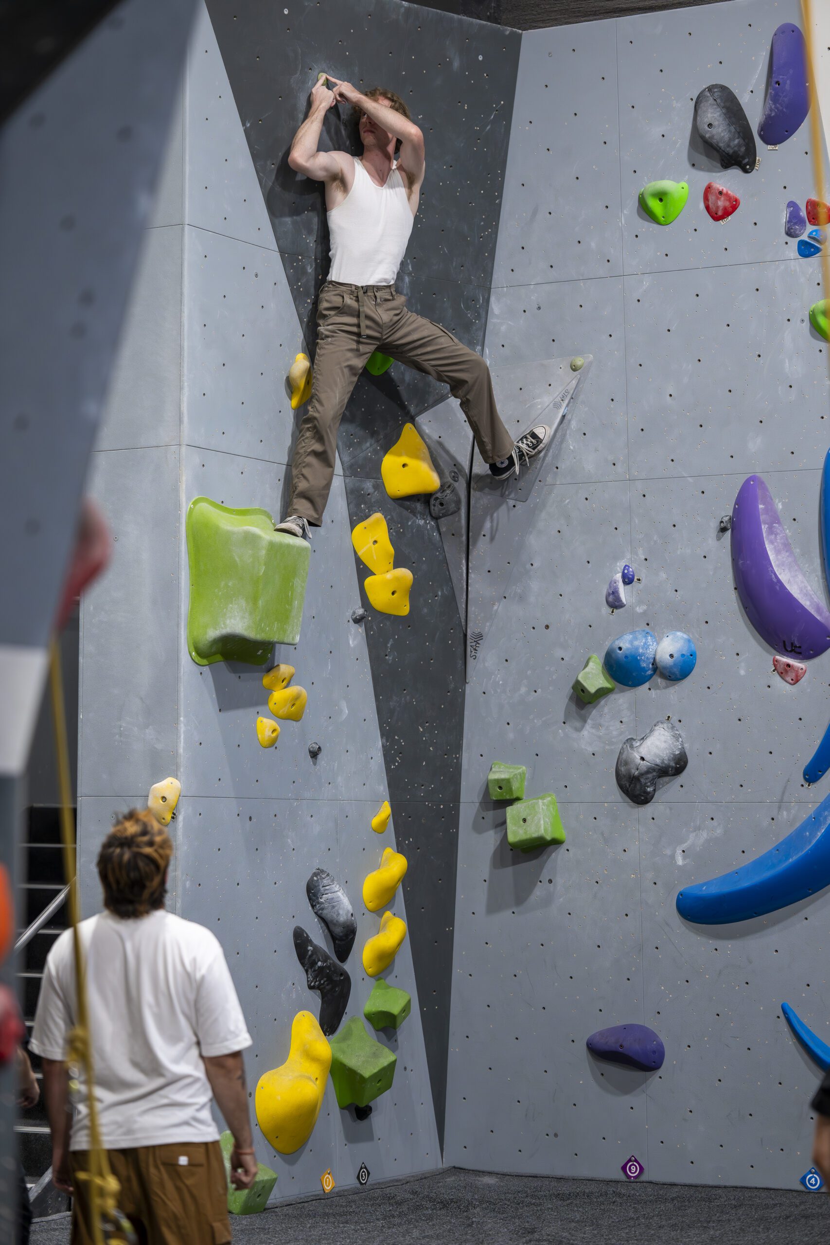 bouldering at climb fit macquarie corner climb guys